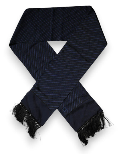 Dolce & Gabbana Dark Blue Fantasy Fringes Neck Wrap Scarf
