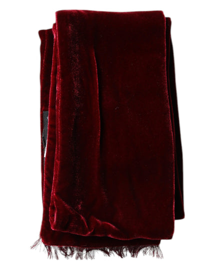 Dolce & Gabbana Maroon Silk Fringes Skinny Neck Wrap Scarf