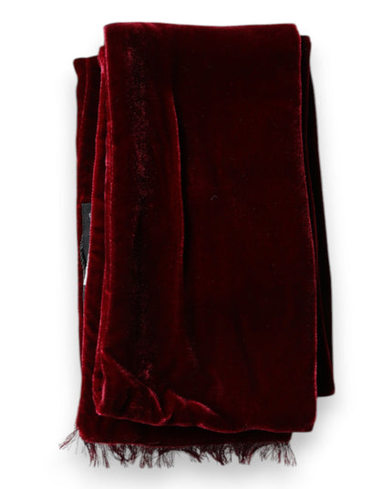 Dolce & Gabbana Maroon Silk Fringes Skinny Neck Wrap Scarf