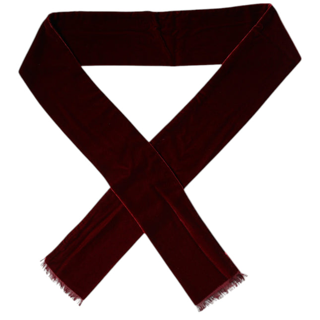 Dolce & Gabbana Maroon Silk Fringes Skinny Neck Wrap Scarf