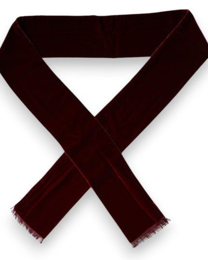 Dolce & Gabbana Maroon Silk Fringes Skinny Neck Wrap Scarf