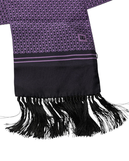 Dolce & Gabbana Purple Fantasy Silk Fringes Neck Wrap Scarf
