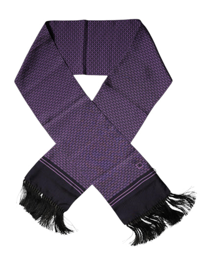 Dolce & Gabbana Purple Fantasy Silk Fringes Neck Wrap Scarf