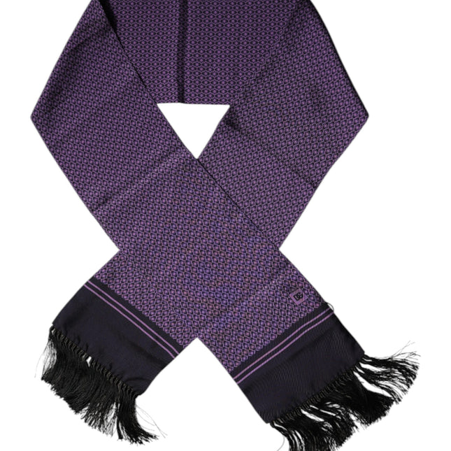 Dolce & Gabbana Purple Fantasy Silk Fringes Neck Wrap Scarf