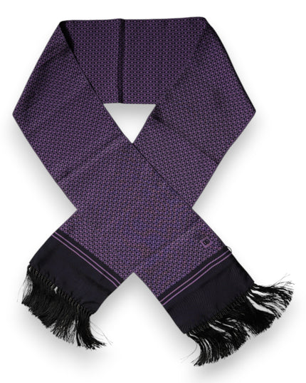 Dolce & Gabbana Purple Fantasy Silk Fringes Neck Wrap Scarf