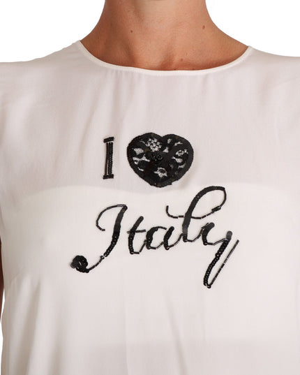 Dolce & Gabbana White Silk I LOVE ITALY Cami T-shirt