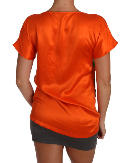 Dolce & Gabbana Silk Orange Lemon Crystal T-shirt Top