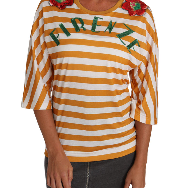 Dolce & Gabbana White Orange FIRENZE Top T-shirt