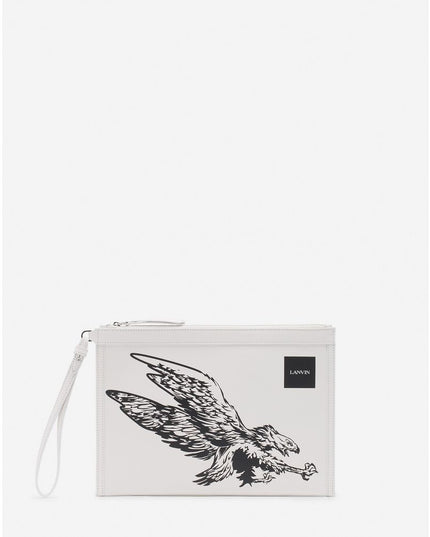 Lanvin White Leather Men Pouch Wallet