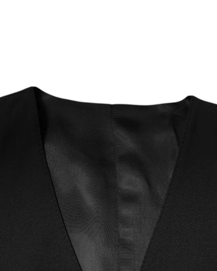 Dolce & Gabbana Black Wool Formal Dress Men Waistcoat Vest