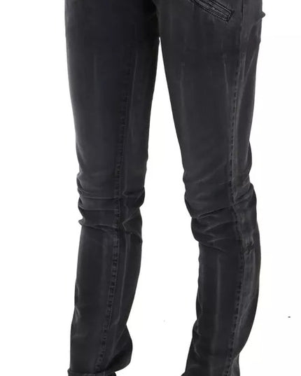 John Galliano Grey Washed Low Waist Zipper Side Skinny Denim Jeans