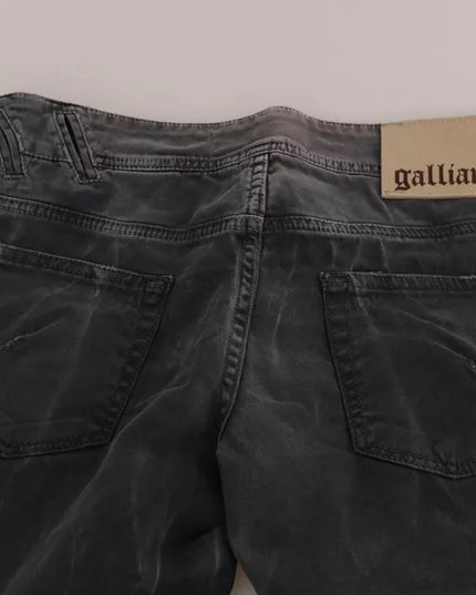 John Galliano Grey Washed Low Waist Zipper Side Skinny Denim Jeans