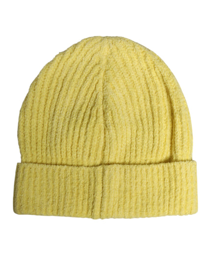 Dolce & Gabbana Yellow Cotton Knitted Winter Beanie Hat