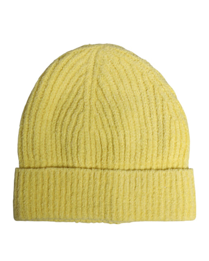 Dolce & Gabbana Yellow Cotton Knitted Winter Beanie Hat