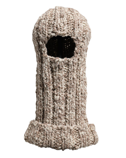 Dolce & Gabbana Beige Wool Knitted Ski Mask Balaclava Hat