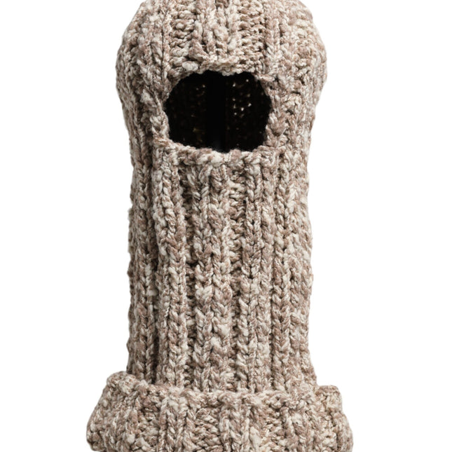 Dolce & Gabbana Beige Wool Knitted Ski Mask Balaclava Hat