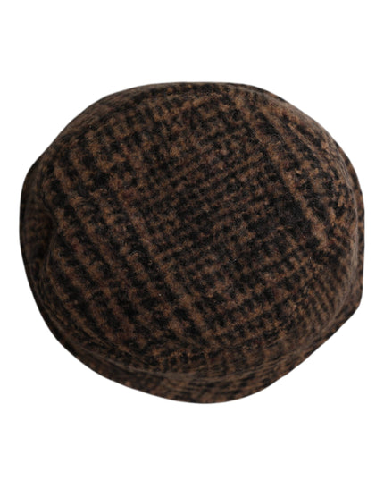 Dolce & Gabbana Brown Houndstooth Wool Woven Bucket Hat