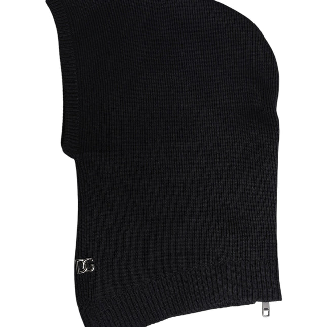 Dolce & Gabbana Black Wool Whole Head Wrap Balaclava Hat