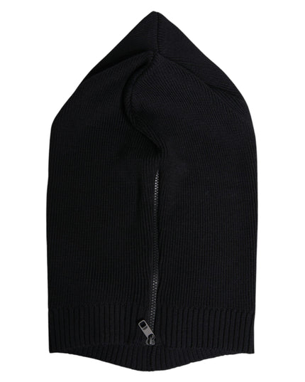 Dolce & Gabbana Black Wool Whole Head Wrap Balaclava Hat