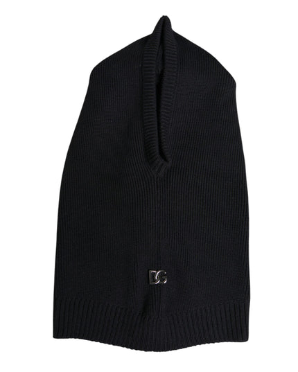 Dolce & Gabbana Black Wool Whole Head Wrap Balaclava Hat