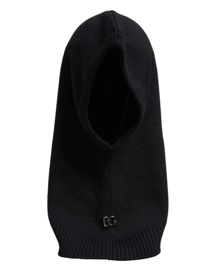 Dolce & Gabbana Black Wool Whole Head Wrap Balaclava Hat
