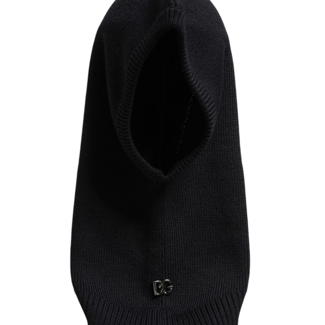 Dolce & Gabbana Black Wool Whole Head Wrap Balaclava Hat