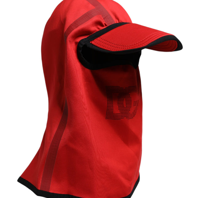 Dolce & Gabbana Red Logo Polyester Wide Brim Balaclava Hat