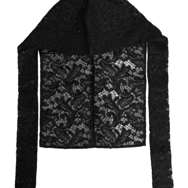 Dolce & Gabbana Black Floral Lace Whole Head Wrap Hat