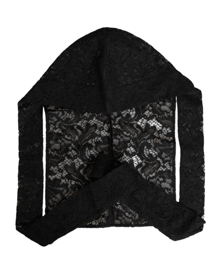Dolce & Gabbana Black Floral Lace Whole Head Wrap Hat