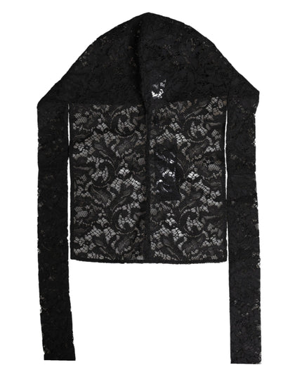 Dolce & Gabbana Black Floral Lace Whole Head Wrap Hat