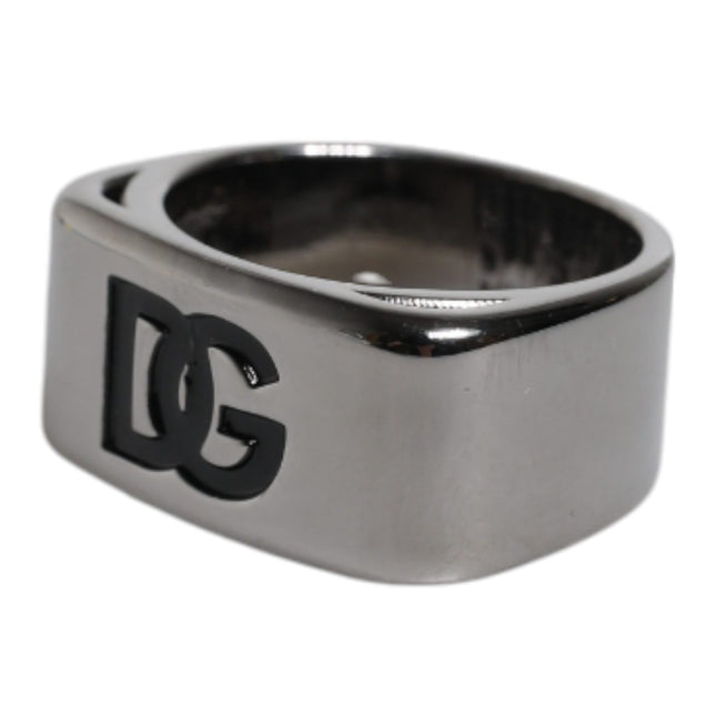 Dolce & Gabbana Silver Tone Brass Anello DG Logo Ring