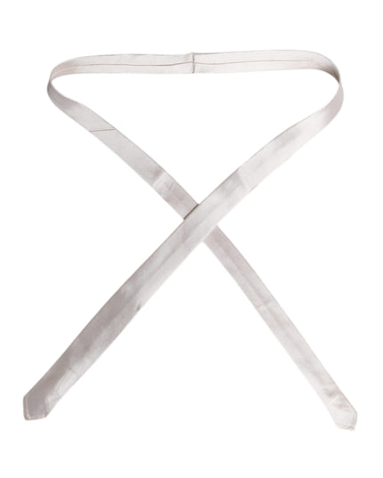 Dolce & Gabbana White Solid Silk Adjustable Necktie Tie