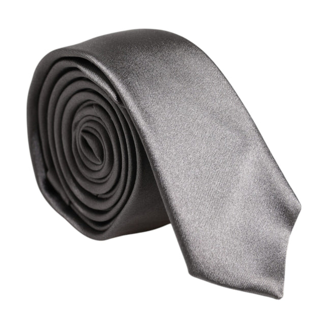Dolce & Gabbana Metallic Silver Silk Adjustable Necktie Tie