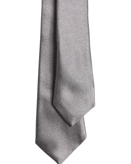 Dolce & Gabbana Metallic Silver Silk Adjustable Necktie Tie