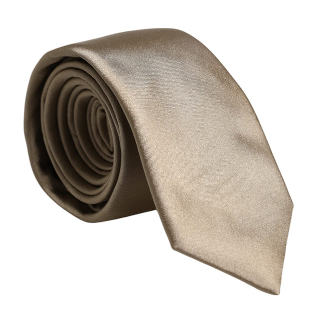 Dolce & Gabbana Beige Solid Silk Adjustable Necktie Tie