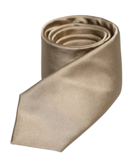 Dolce & Gabbana Beige Solid Silk Adjustable Necktie Tie