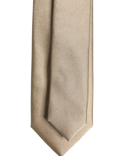 Dolce & Gabbana Beige Solid Silk Adjustable Necktie Tie