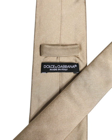 Dolce & Gabbana Beige Solid Silk Adjustable Necktie Tie
