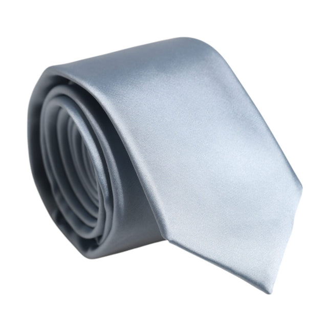 Dolce & Gabbana Light Blue Solid Silk Adjustable Necktie Tie