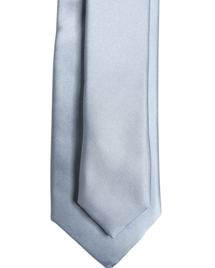 Dolce & Gabbana Light Blue Solid Silk Adjustable Necktie Tie