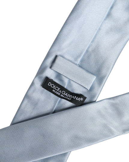 Dolce & Gabbana Light Blue Solid Silk Adjustable Necktie Tie