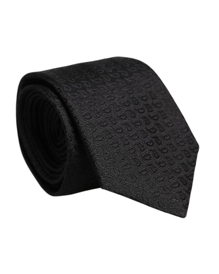 Dolce & Gabbana Black Patterned Silk Adjustable Necktie Tie
