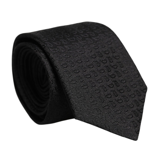 Dolce & Gabbana Black Patterned Silk Adjustable Necktie Tie