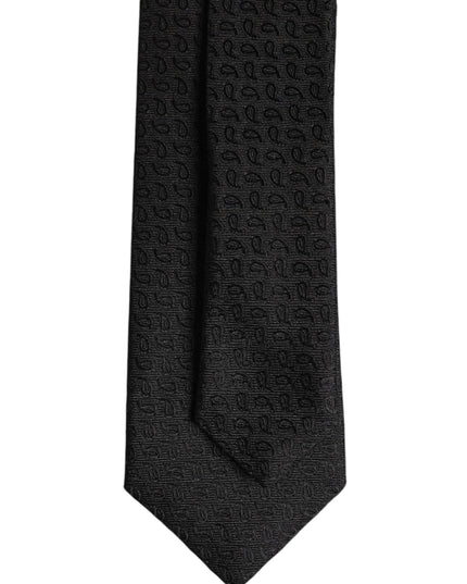 Dolce & Gabbana Black Patterned Silk Adjustable Necktie Tie