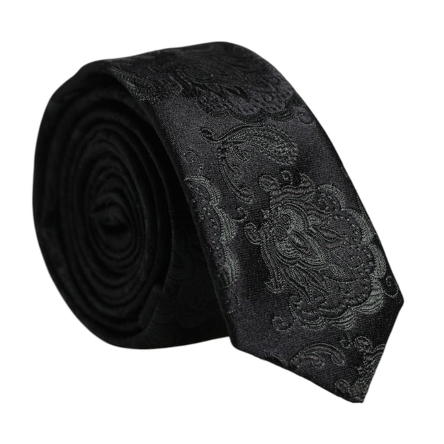Dolce & Gabbana Dark Green Floral Silk Adjustable Necktie Tie