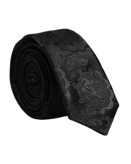 Dolce & Gabbana Dark Green Floral Silk Adjustable Necktie Tie