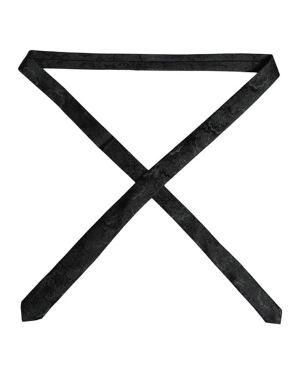 Dolce & Gabbana Dark Green Floral Silk Adjustable Necktie Tie