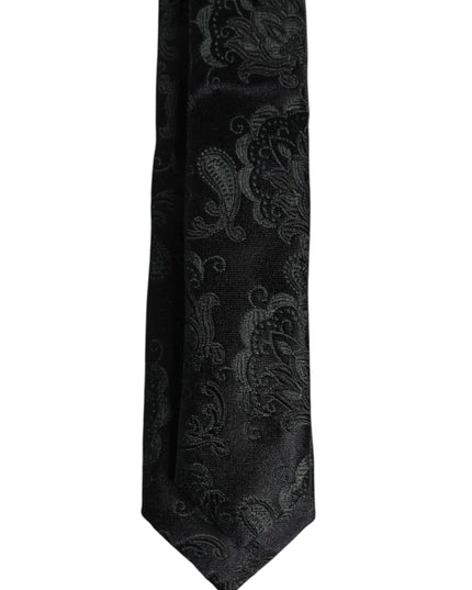 Dolce & Gabbana Dark Green Floral Silk Adjustable Necktie Tie