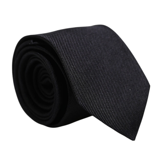 Dolce & Gabbana Black Solid Silk Adjustable Necktie Tie
