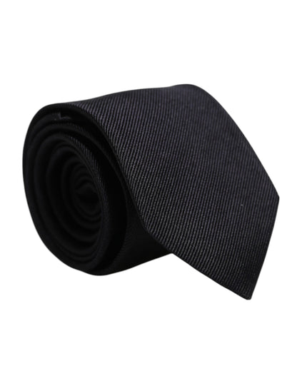 Dolce & Gabbana Black Solid Silk Adjustable Necktie Tie